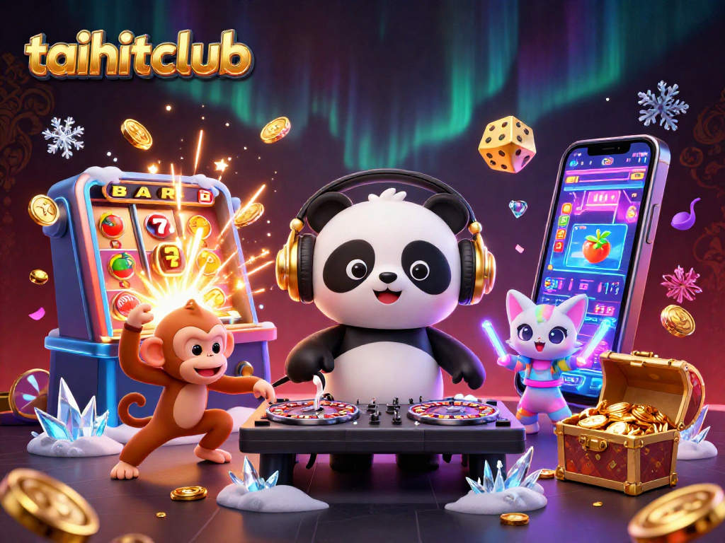 Experience taihitclub's vibrant gaming scene with lively characters and dynamic casino elements.