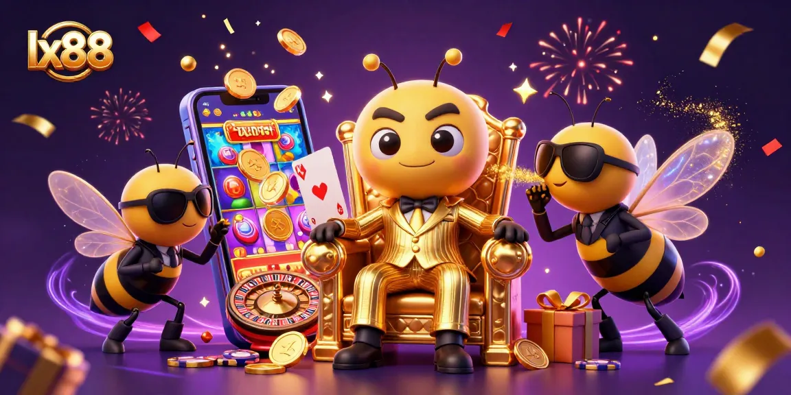 Experience thrilling gameplay at lx88 with a dynamic casino illustration featuring a mob boss and magical elements.