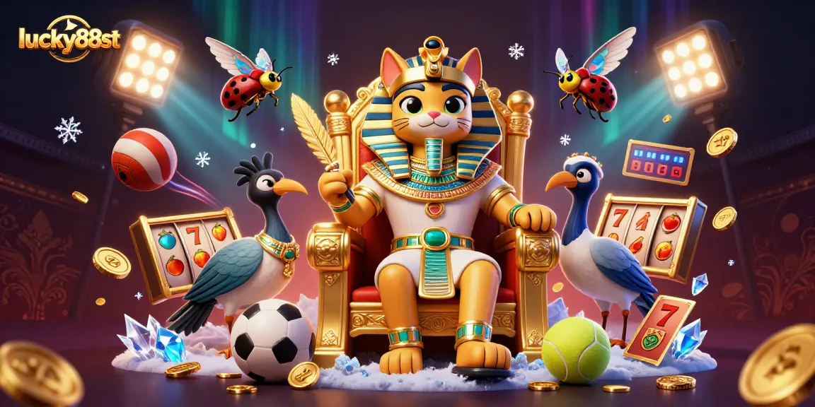Engage with lucky88st as the pharaoh cat oversees an exciting sports betting adventure.