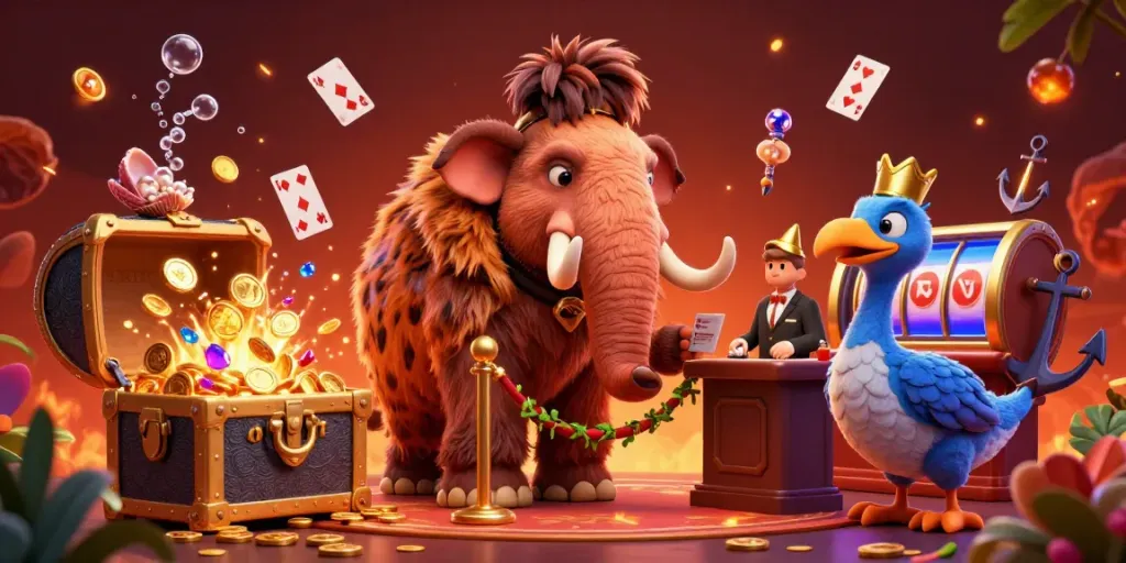 Experience taihitclub with a vibrant 3D illustration of characters welcoming players to a dynamic casino environment.