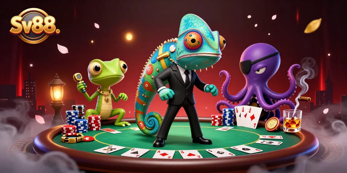 Experience thrilling poker action with Sv88. Colorful chips and cards highlight expert players.