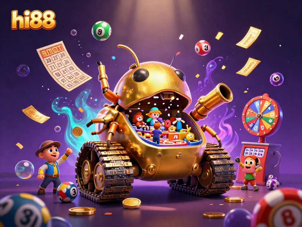 Experience hi88's thrilling miniature casino world in this vibrant, dynamic illustration.