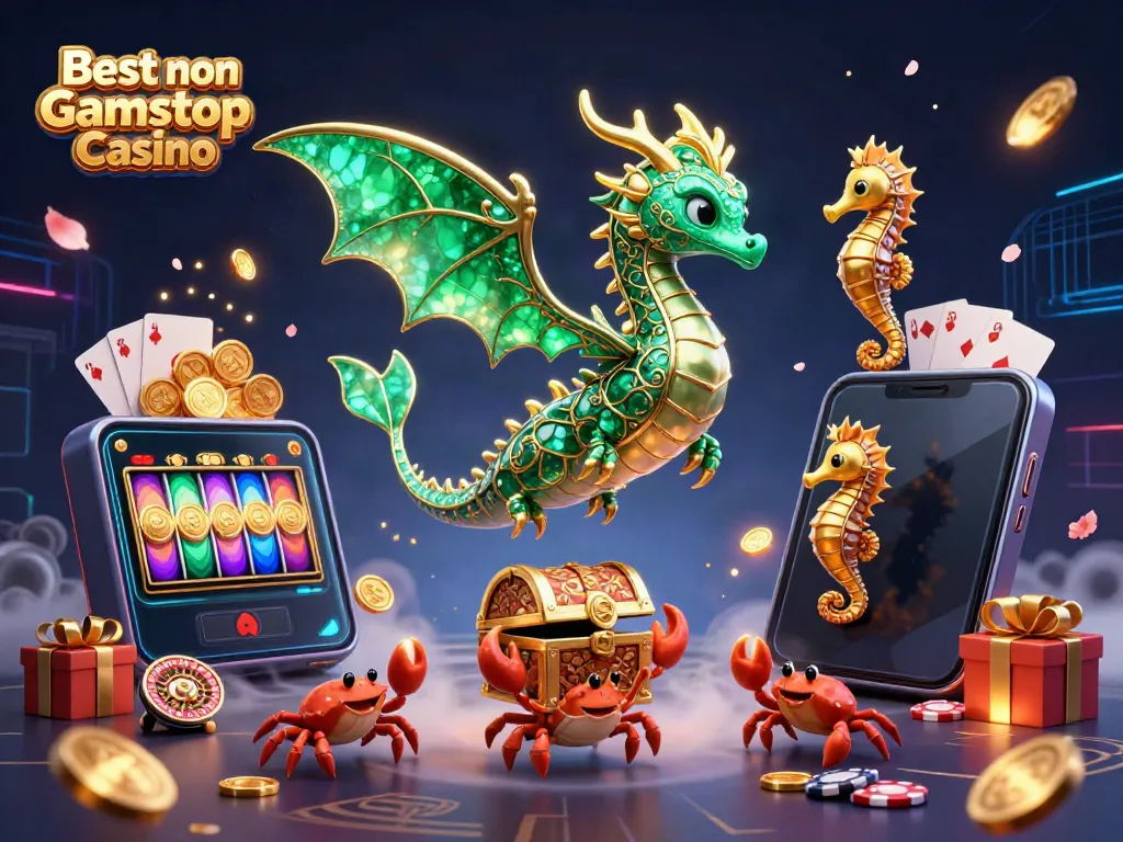 Engage with the Best non Gamstop Casino featuring a magical sea dragon and dynamic casino elements.