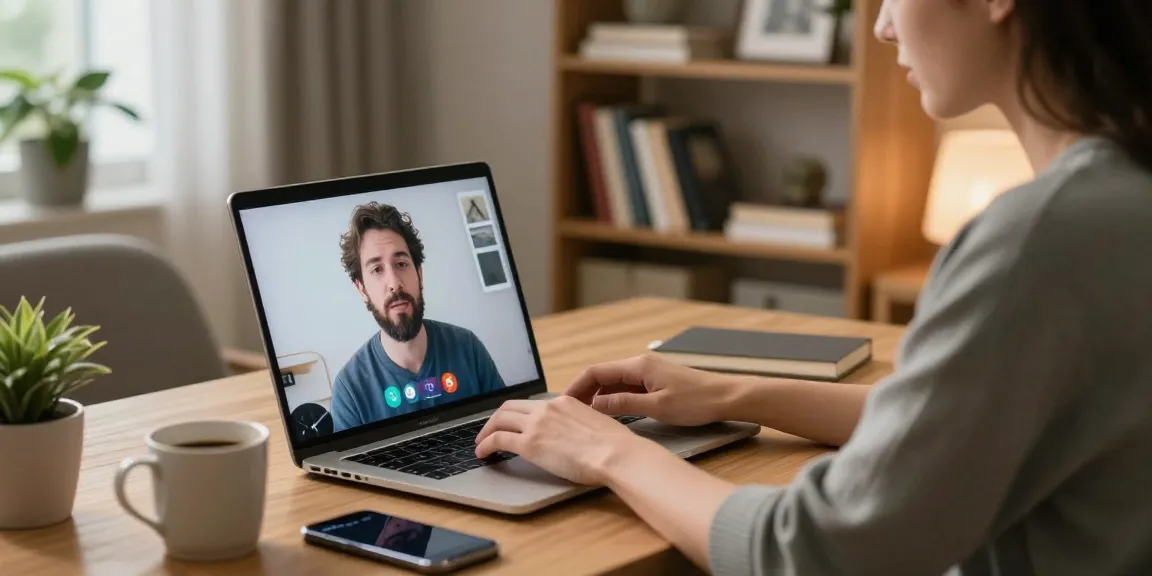Engaging with an NSFW AI on a modern laptop in a cozy home office setting, showcasing a relaxed atmosphere.