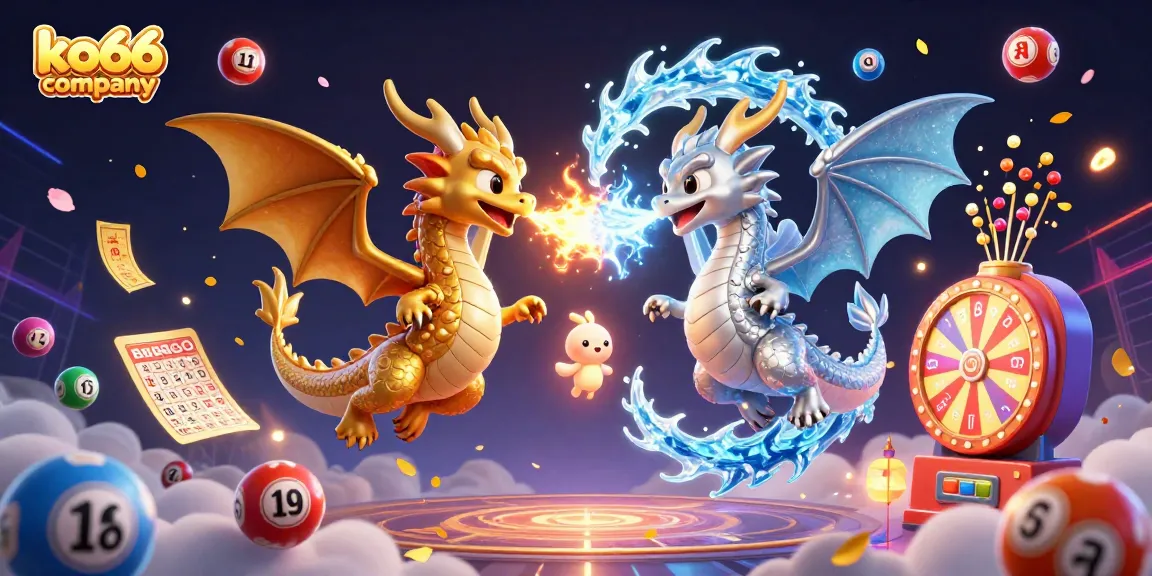 Engage with the ko66 company gaming experience featuring twin dragons and vibrant casino elements.