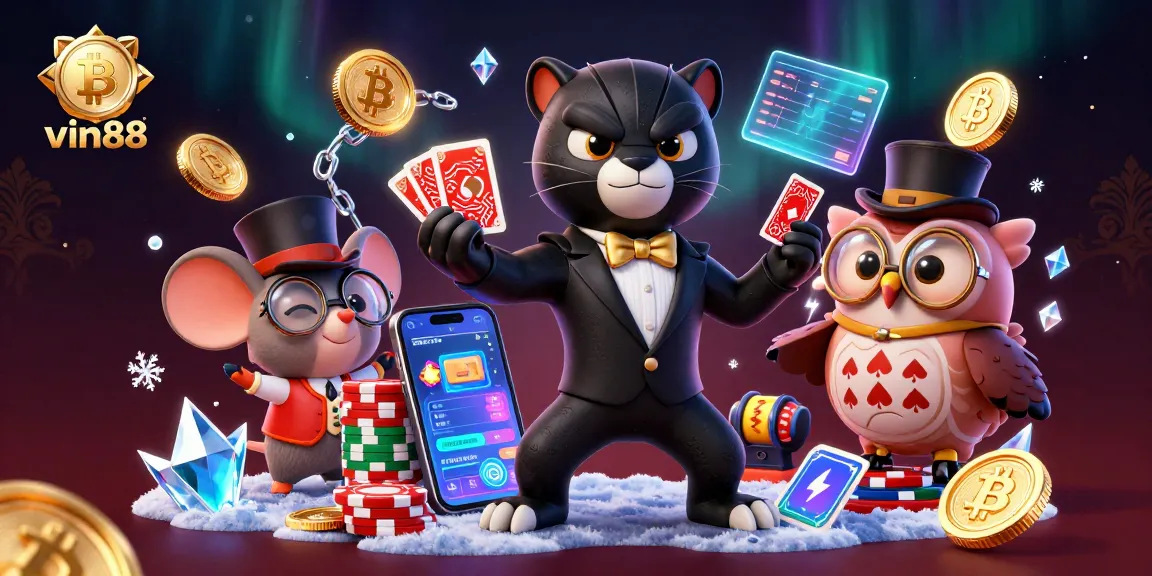 Experience thrilling gameplay with vin88 as a stylish panther deals cards in a rich casino setting.