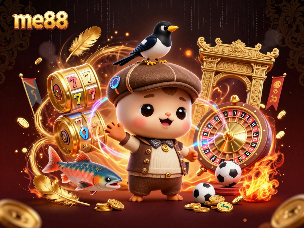 Play exciting games at me88, featuring neon casino action with vibrant characters and dynamic elements.