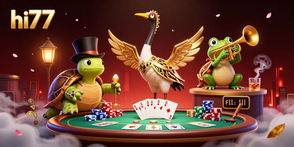 Experience hi77 with engaging poker action in a vibrant speakeasy themed illustration.