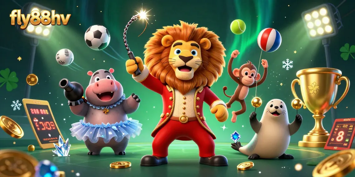 Engage in thrilling gameplay at fly88hv with vibrant 3D illustration of a lively casino scene.