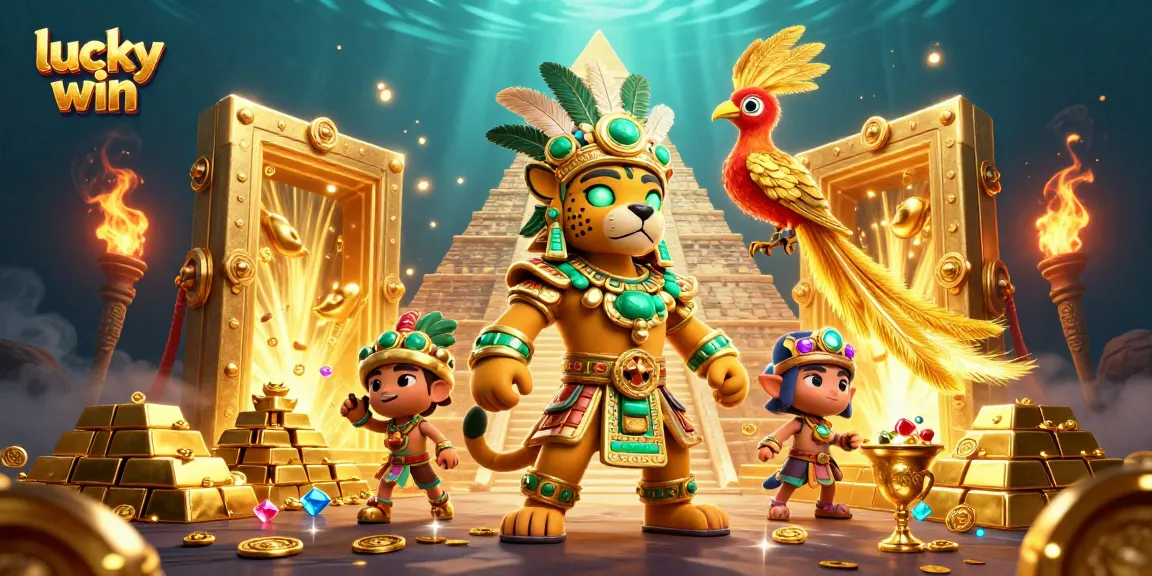 Experience a lucky win with vibrant casino elements and a captivating Mayan theme.