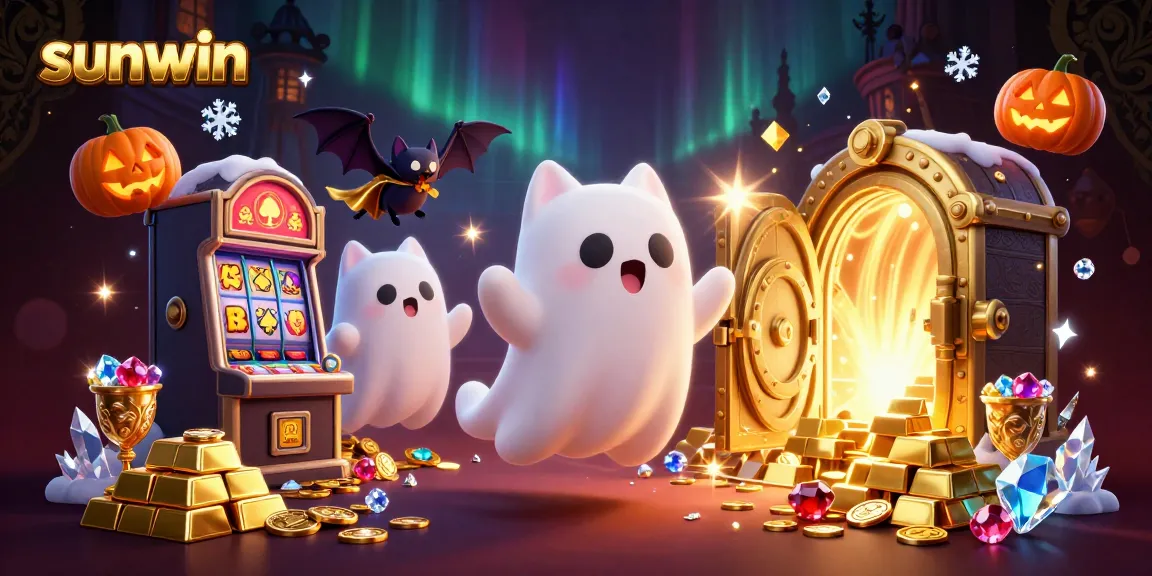 Engage in thrilling gameplay with sunwin featuring a ghost cat and vampire bat in a haunted casino.