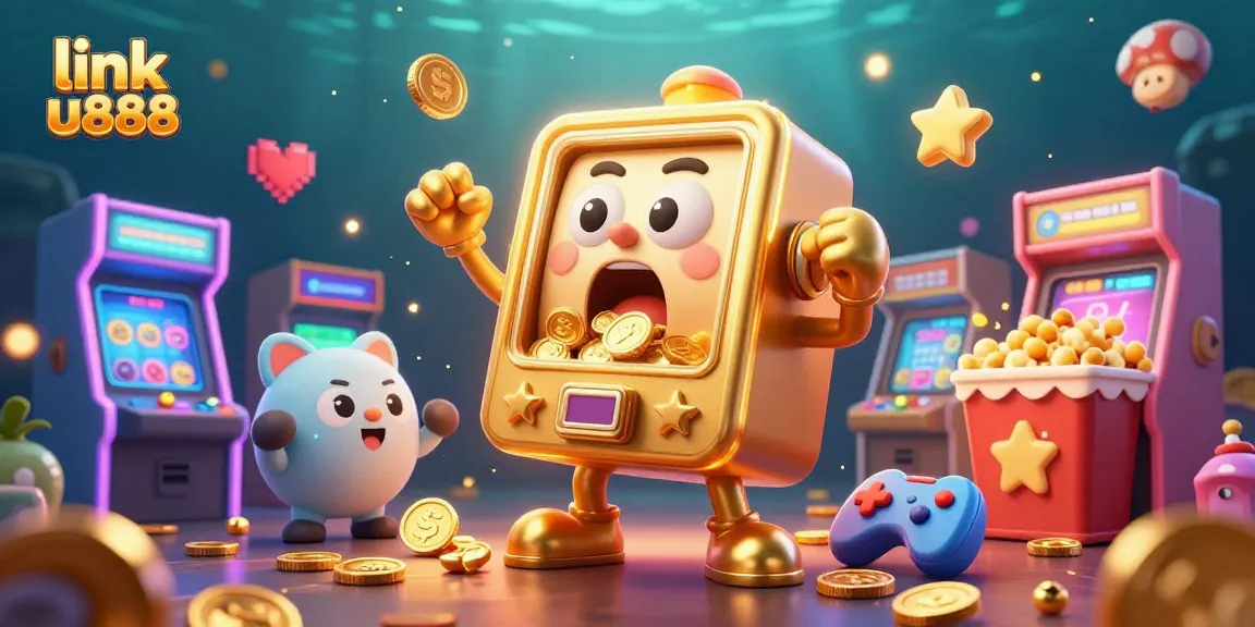 Win big with the exciting link u888 casino slot experience featuring vibrant golden slot machines and game elements.