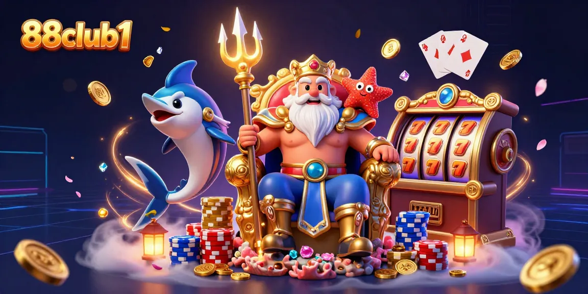Experience thrilling wins at 88club1 with vibrant 3D casino imagery highlighting jackpot action and dynamic game elements.