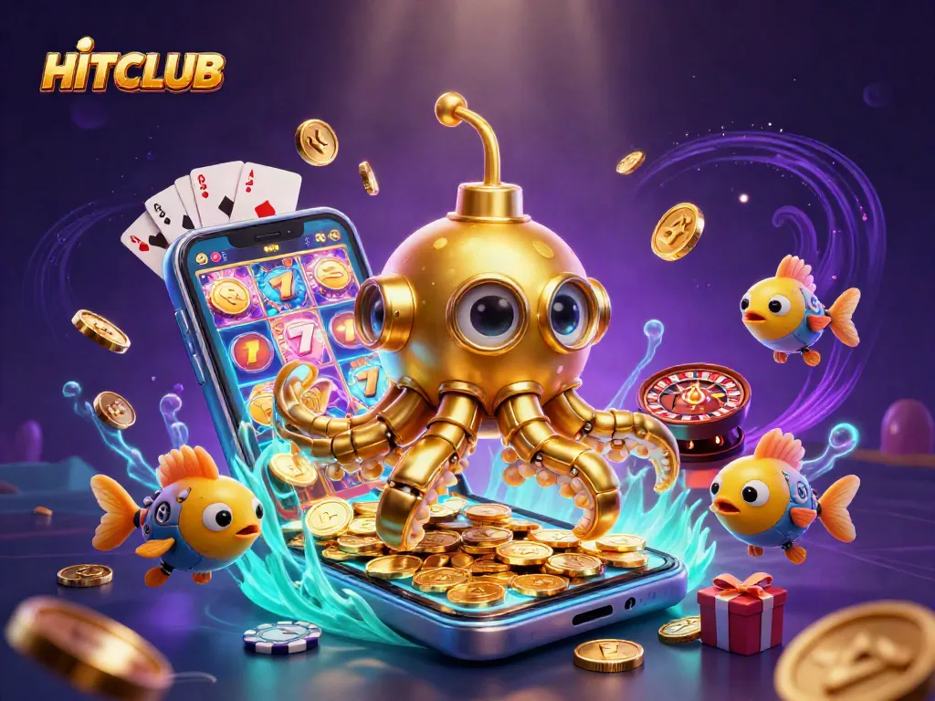 Engage with HITCLUB's thrilling gameplay through a vibrant underwater casino scene.