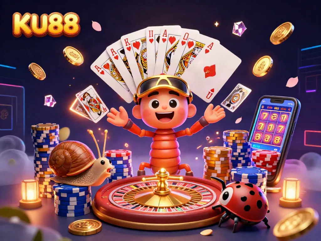 Engage with KU88's thrilling games as vibrant characters showcase money-making opportunities.