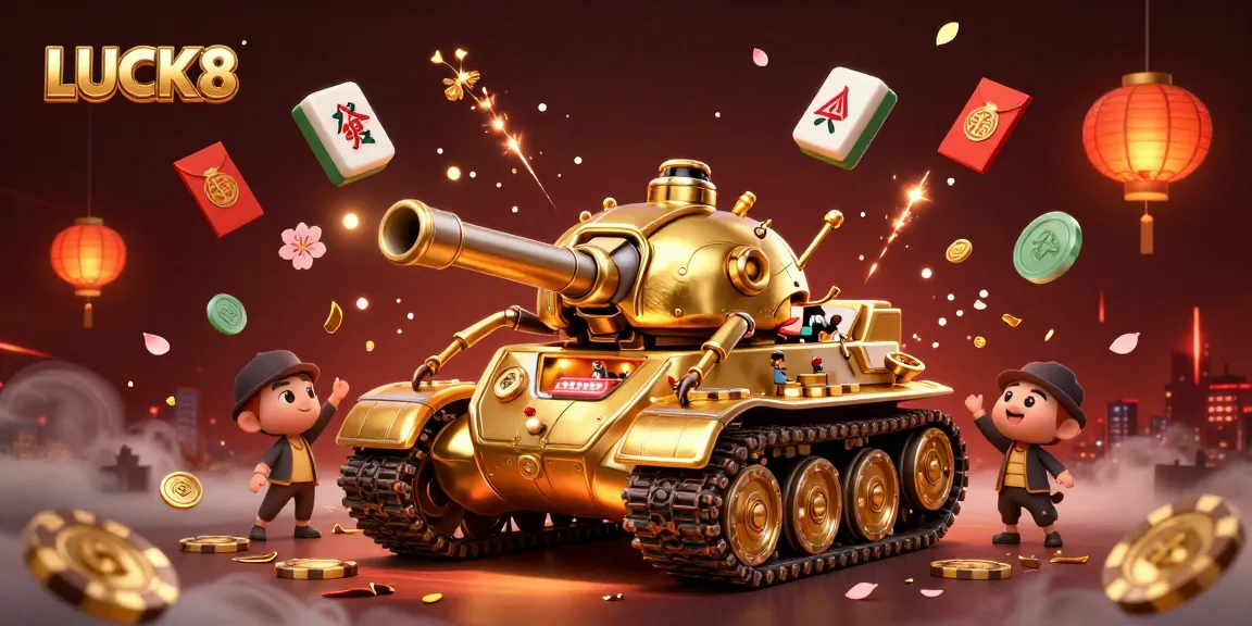 Experience the excitement of LUCK8's casino scene with a golden beetle tank and miniature gaming.