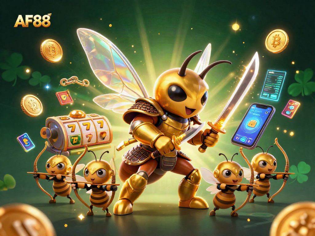 Engage with AF88's thrilling slot experience featuring samurai elements and vibrant crypto coins.