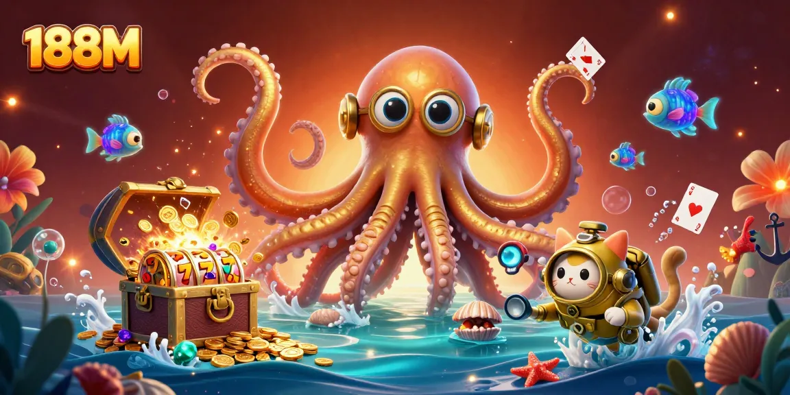 Engage in thrilling gaming action with 188M in a vibrant underwater scene filled with slot elements.