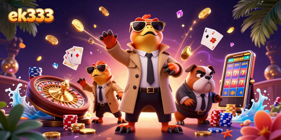 Join the excitement at ek333's VIP casino with vibrant raptors in a trench coat and thrilling jackpot action.