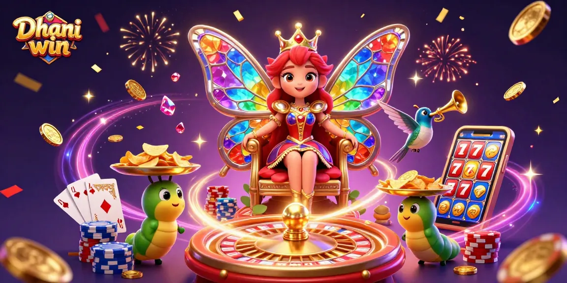 Win exciting rewards with the Dhani win gaming platform's vibrant casino illustration.