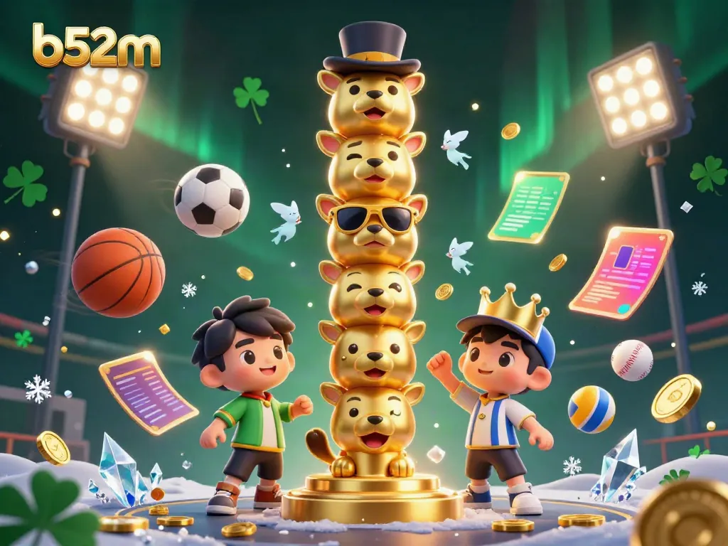 Engage with thrilling b52m sports betting action in a vibrant 3D casino scene.