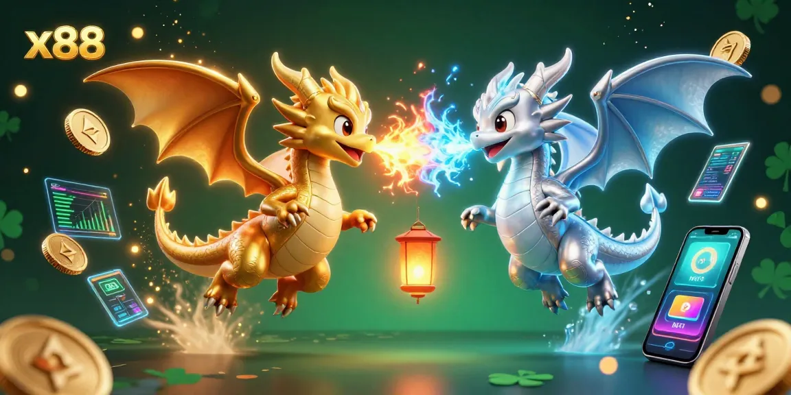 Experience thrilling x88 gaming with dynamic dragons and crypto-themed elements.