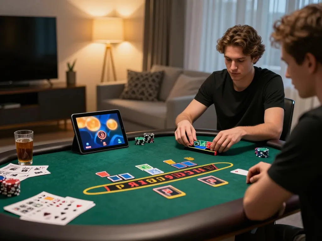 Engaging gameplay at home with tg88 online blackjack on tablet, capturing strategic moment